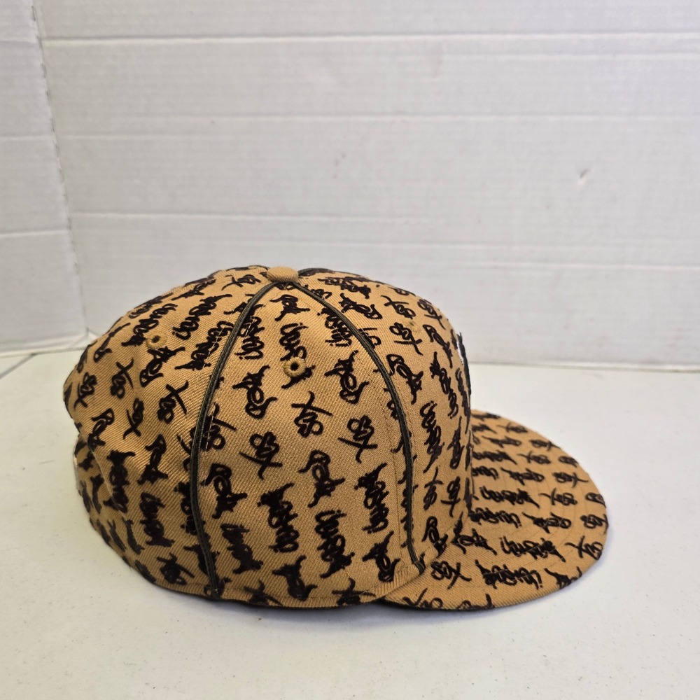 New Era Mens Boston Red Sox 59FIFTY Fitted Hat 7 1/2 Tan All Over Script Print - Picture 5 of 12